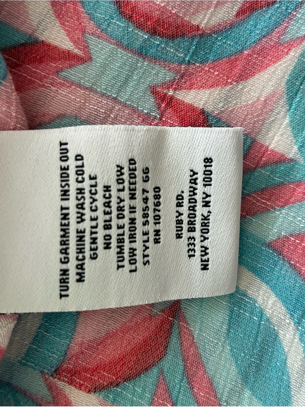 Ruby Rd. Pink & Blue Printed Button-Front Blouse - Picture 5 of 5